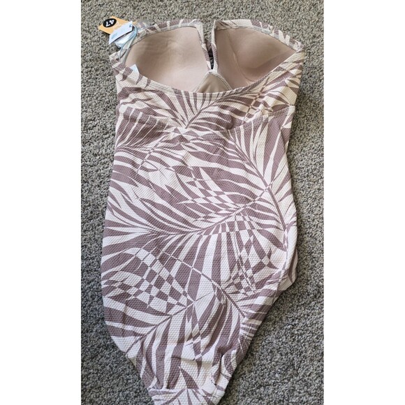 NWT Size Small Kona Sol 1 Piece Swimsuit Beige Brown Strapless Adjustable Padded - Picture 4 of 9